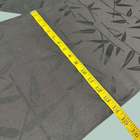 Two Tone Black Bamboo Leaf Patterned Table Runner Asian Flair 14" x 72" Elegant - Picture 3 of 8